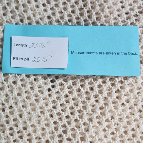 Perceptions Cream Open Knit Short Sleeve Cardigan Size Large Cream Knit Cardigan - Picture 10 of 10